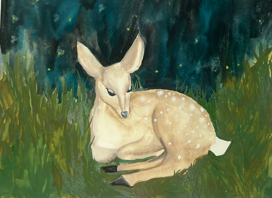 goodnight fawn watercolor