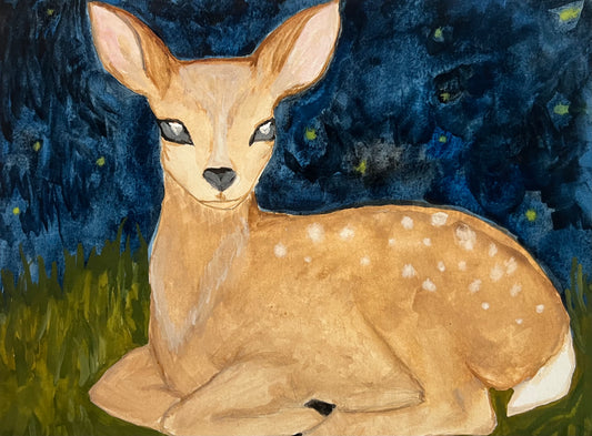 fawn or freeze 9x12 watercolor
